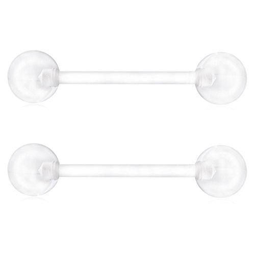 14G 16mm Acrylic Nipple Tongue Barbell Ring Body Piercing Jewelry Retainer 2-6PCS - color: 2PCS - Clear
