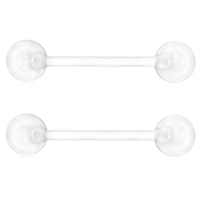 14G 16mm Acrylic Nipple Tongue Barbell Ring Body Piercing Jewelry Retainer 2-6PCS - color: 2PCS - Clear