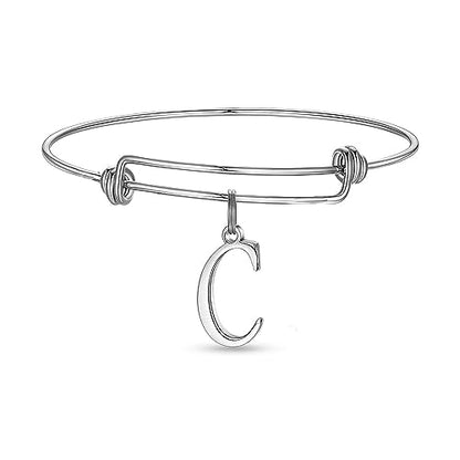 Stainless Steel Initial Letter Connector Charms Alphabet Pendant Diy Craft for Jewelry Making Necklaces Bracelets Keychain - color: Stainless Steel C
