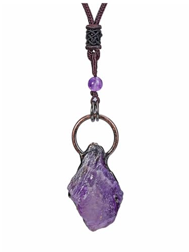 Top Plaza Raw Amethyst Necklaces for Women Healing Crystal Stone Retro Irregular Amethyst Cluster Pendant Necklaces Natural Gemstone Purple Necklace Spiritual Jewelry Gifts - color: Amethyst