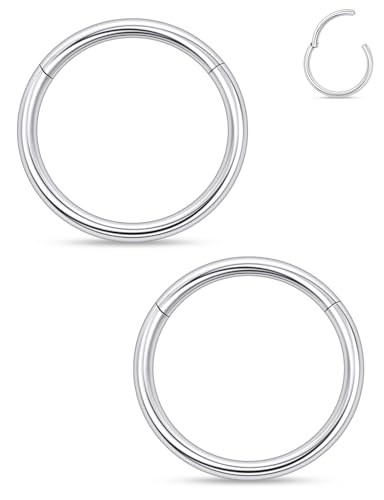 20G 18G 16G 14G 12G 10G 8G 6G 4G 2G Nose Rings Hoops Astm F136 Titanium Clicker Septum Lip Ring Tragus Helix Daith Rook Conch Snug Cartilage Lobe Earrings Hoop Piercing Jewelry For Women Men - size: 18G-8MM