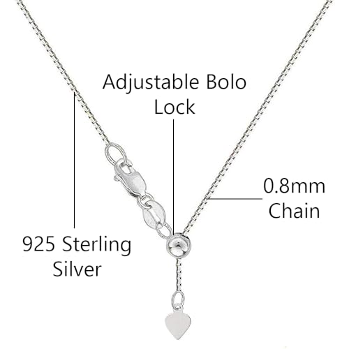 Savlano 925 Sterling Silver Solid 0.8mm Box Adjustable Bolo 14-24 Inch Chain Necklace For Women - Made in Italy Comes With a Gift Box - style: Silver