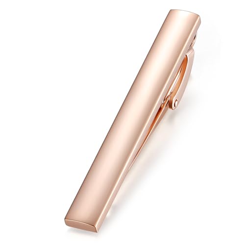 HONEY BEAR Standard Tie Clip Bar for Men Business Wedding Gift | Classic Minimalist, Steel-Plated Copper Base, Gift-Boxed, Thickened, Rounded Corners, Easy to Slide On, No Snag or Wrinkle