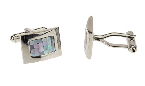 Mother of Pearl Mosaic Mens Cufflinks Stainless Steel Gift Box Quality Cuff Link