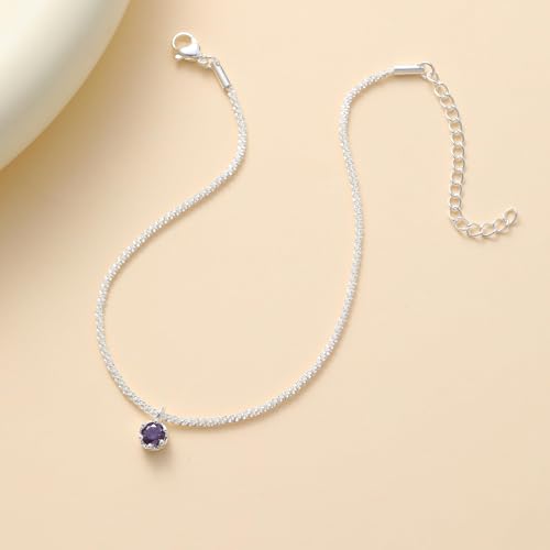 Wellike Silver Ankle Bracelets For Women Waterproof Birthstone Anklets Adjustable Sparkly Chain Silver Plated Stainless Steel Anklet Non Tarnish Jewelry - color: KKWJL185-6