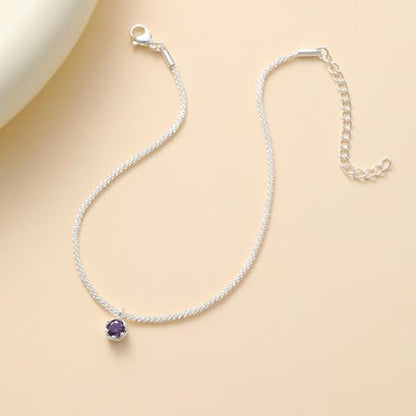 Wellike Silver Ankle Bracelets For Women Waterproof Birthstone Anklets Adjustable Sparkly Chain Silver Plated Stainless Steel Anklet Non Tarnish Jewelry - color: KKWJL185-6
