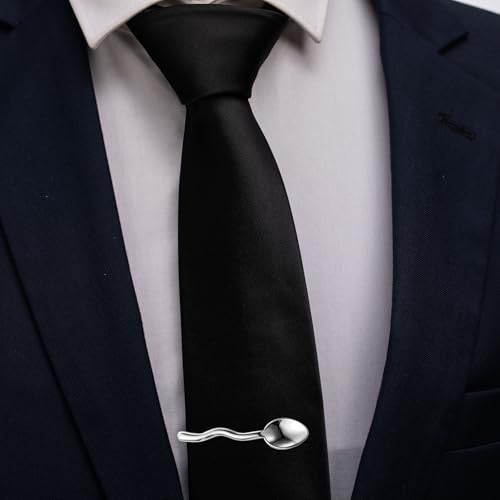 HAWSON Various Tie Clips for Men Unique, Funny Novelty Mens Tie Bar, Personalized Tie Pins for Men, Theme Wedding Party Gifts - style: 2" Tie Clips Spoon