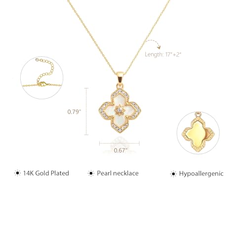 Luxval Diamond Pendant Gold Necklace for Women，Dainty 18k Gold Plated Choker Necklaces Simple Gold Jewelry Gifts for Women - color: Gold-clover
