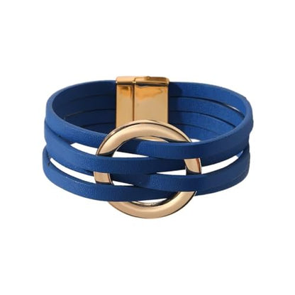 Colorful Leather Wrap Bracelets for Women Boho Handmade Multilayer Leopard Print Cuff Bangle Circle Charm Bracelets Bohemian Party Holiday Jewelry - color: Color 4
