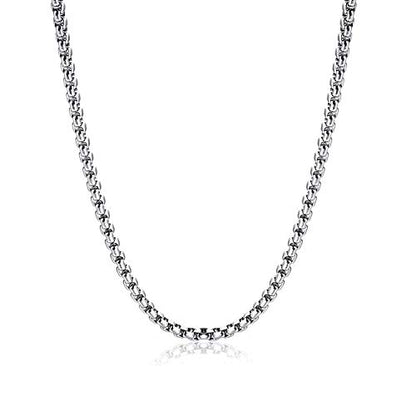 Square Rolo Chain Necklace Stainless Steel Round Box Necklace for Men & Women - size: 20 Inches, style: 3 mm Wide