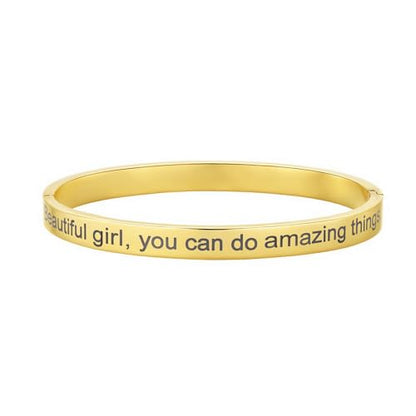 Inspirational Christian Bracelet for Women, Oval Engraved Bible Verse Love Bangle Cuff, Faith Scripture Jewelry, Religious Encouragement Gift for Mom Daughter Sister Friend - color: Beautiful g, you can do amazing things-Oval Bangle Gold