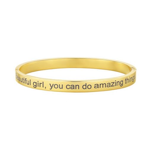 Inspirational Christian Bracelet for Women, Oval Engraved Bible Verse Love Bangle Cuff, Faith Scripture Jewelry, Religious Encouragement Gift for Mom Daughter Sister Friend - color: Beautiful g, you can do amazing things-Oval Bangle Gold