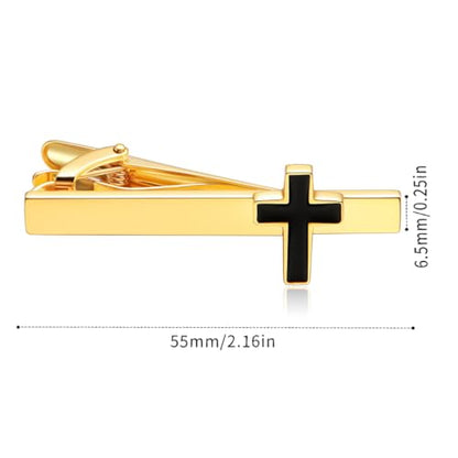 Tie Clips for Men Classic Tie Clip Set Necktie Tie Bar Clips jewelry Box Gift - color: yellow
