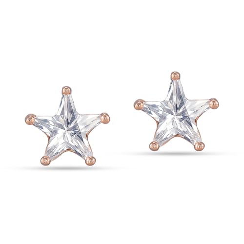 LeCalla 925 Sterling Silver Cubic Zirconia Stud Earrings for Women | Classic CZ Silver Earrings Jewelry | Birthday Anniversary Valentine’s Day Gift for Her, Wife, Mom - color: CZ Star