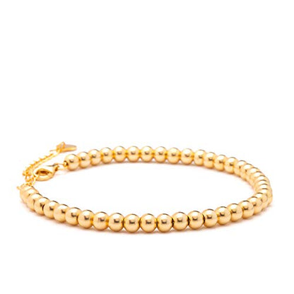 Timeless 18K Gold Vermeil Bracelet for Women, Hypoallergenic Nickel-Free Charm, Durable Everyday Jewelry Gift Tarnish-Resistant - style: Monica Gold Beaded Bracelet
