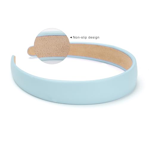 WantGor 1 Inch PU Leather Headband, Wide Padded Hairband Fashion Hair Bands | Cute Womens Headbands Holiday DIY Hair Accessories (Blue) - color: Blue