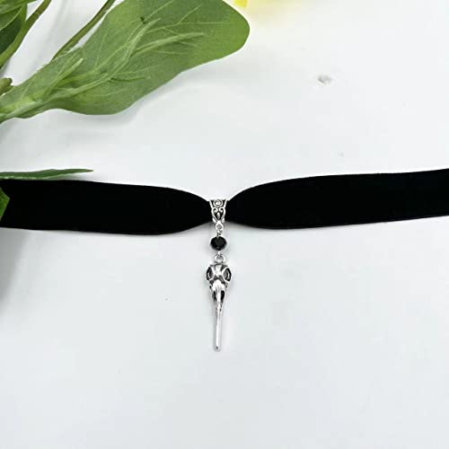 Gothic Black Velvet Goth Choker Necklace for Women,Cameo Black Choker Crow Skull Pendant Necklace Vintage Collar Skull Necklace Gothic Jewelry - style: Crow Skull