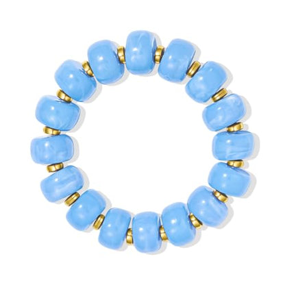 Bead Bracelet for Women Vibrant Color Resin Beads Bracelets Elastic Stretch Chunky Bracelet Boho Summer Beach Vacation Jewelry - color: Sky Blue
