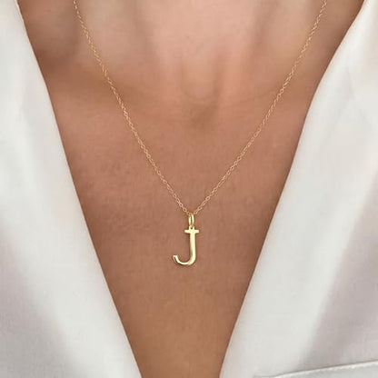 14K Solid Gold Initial Letter Charm Pendant for Women - Personalized Block Letter Add On Charm (A to Z All Letters) - color: J