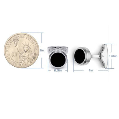 Cufflinks for Men, Stainless Steel Tuxedo Cuff Links Classic | Stainless Steel, 0.5 inch Lead-Free and Nickel-Free, groom Wedding Business Party, Gift for boyfriend Husband father - color: Black