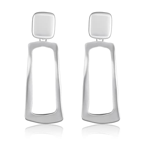 Women's Statement Clip-On Earrings Hypoallergenic Lightweight Clip Earrings - color: rectangular hollow