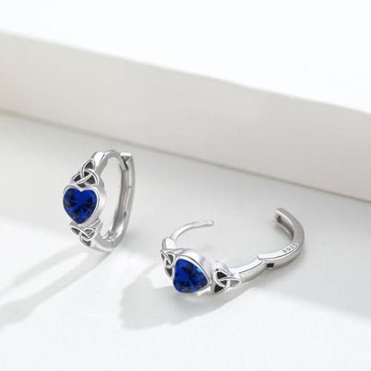 Celtic Knot Earrings Heart Hoops S925 Sterling Silver Irish Earrings Cartilage Hoop Earrings Small Hoop Earrings for Women - style: 0964J