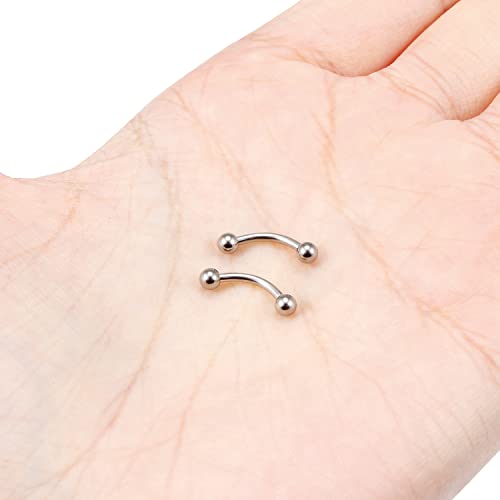 14G 16G Eyebrow Piercing Jewelry G23 Titanium Curved Barbell Eyebrow Ring Vertical Labret Lip Jewelry Rook Daith Earrings Piercing Jewelry for Women Men 6mm 8mm 10mm 12mm 14mm 16mm - color: 16G-8mm