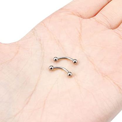 14G 16G Eyebrow Piercing Jewelry G23 Titanium Curved Barbell Eyebrow Ring Vertical Labret Lip Jewelry Rook Daith Earrings Piercing Jewelry for Women Men 6mm 8mm 10mm 12mm 14mm 16mm - color: 16G-8mm