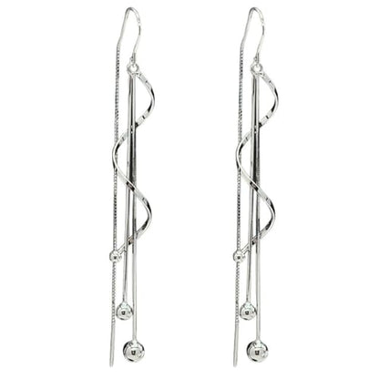 925 Sterling Silver Dangle Earrings with Charms Heart, Water drop, Moon, Star Long Drop Earring for Women Jewelry Gifts Hypoallergenic - color: spiral tassels