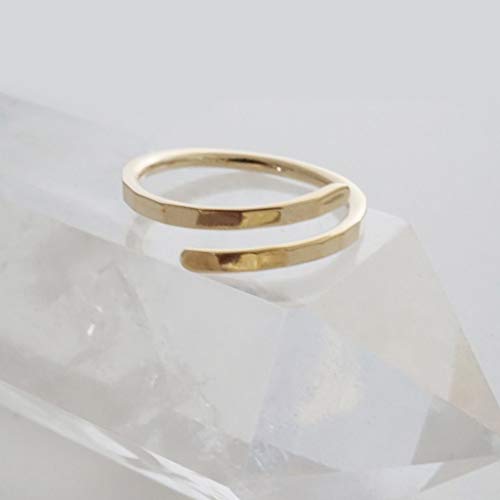 HONEYCAT Hammered Marigold Wrap Around Ring in Gold, Rose Gold, or Silver | Minimalist, Delicate Jewelry - color: Gold