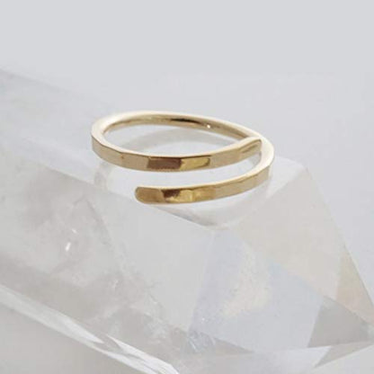 HONEYCAT Hammered Marigold Wrap Around Ring in Gold, Rose Gold, or Silver | Minimalist, Delicate Jewelry - color: Gold