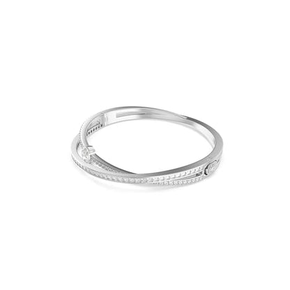 Swarovski Hyperbola Bangle, Mixed cuts, Clear, Rhodium Finish - size: Large