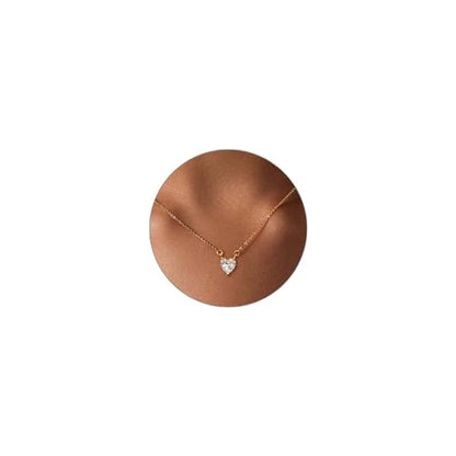 Luxval Diamond Pendant Gold Necklace for Women，Dainty 18k Gold Plated Choker Necklaces Simple Gold Jewelry Gifts for Women - color: Gold-Heart