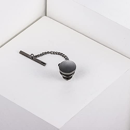 HAWSON Mini Tie Pin for Men, Tie Tack with Chain for Men's Necktie, Tie Tack Gift Set for Wedding, Party, Meeting - color: Brushed Gunmetal