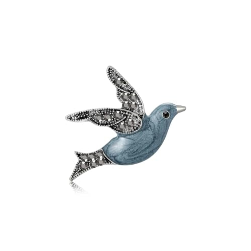 Enamel Bird Brooch for Women Rhinestones Owl/Hummingbird/Eagle/Toucan Lapel Pin Cute Bird Brooches Jewelry Gifts for Mom Wife - color: White-Pigeon 1