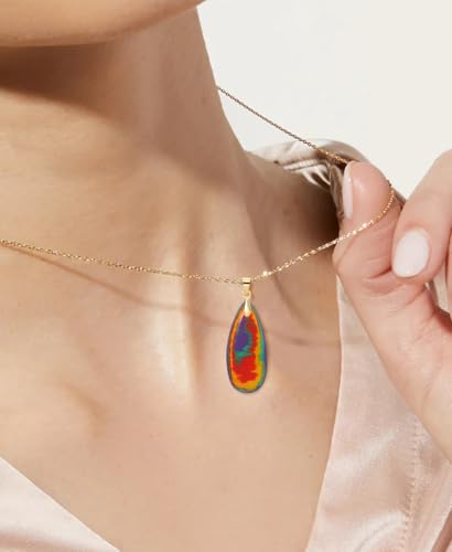 Stone Necklaces for Women Teardrop Gemstone Pendant Necklace Natural Stone Chain Necklaces - color: Flower Gold