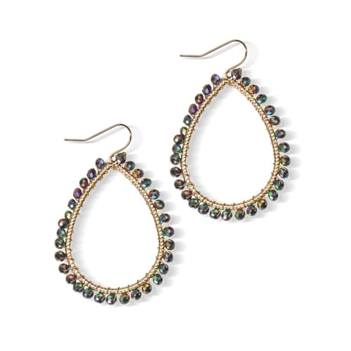 Bohemian Sparkly Crystal Beaded Dangle Earrings Teardrop Earrings for Women Fashionable & Trendy Jewelry Gift-Round Orange - color: Teardrop AB Colors