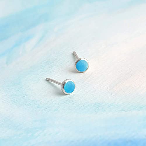 Boma Jewelry Sterling Silver Mini Circle Stud Earrings - color: Turquoise