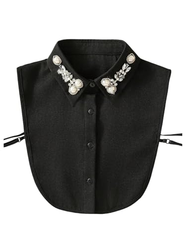 Verdusa Women's Fake Collar Detachable Dickey Collar Half Shirts Blouse - color: Black Multi