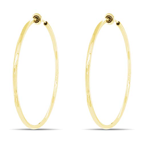 Clip On Spring Hoop Earrings for Non-Pierced Ears - color: Gold-Tone, size: 50mm