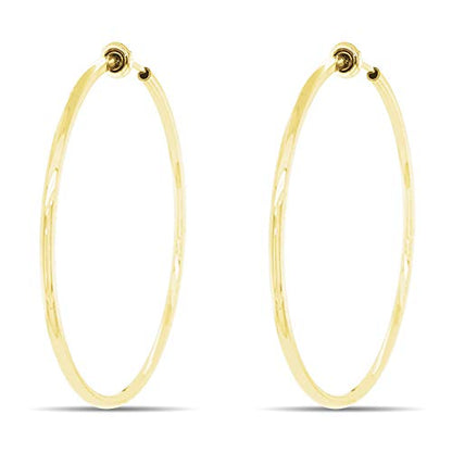 Clip On Spring Hoop Earrings for Non-Pierced Ears - color: Gold-Tone, size: 50mm