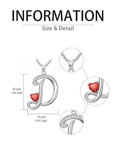 A to Z Initial Birthstone Pendant Necklaces Name Jewelry for Women | 18K White Gold Plated Personalized Alphabet Jewelry Anniversary Christmas Birthday Gifts for Wife Her Daughter Girlfriend - color: D Initial-07-Jul