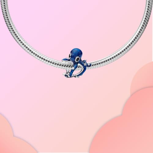 Family Love Mother Daughter Grandma Charm 925 Sterling Silver fits Bracelets Necklace Pendant Bead Charms Jewelry Gift for Women Family Friends - color: Blue Octopus Charm
