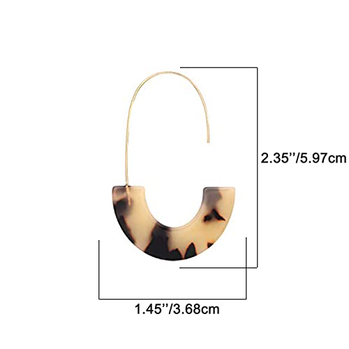 Acrylic Earrings Statement Tortoise Hoop Earrings Resin Wire Drop Dangle Earrings Fashion Jewelry For Women - color: B Leopard