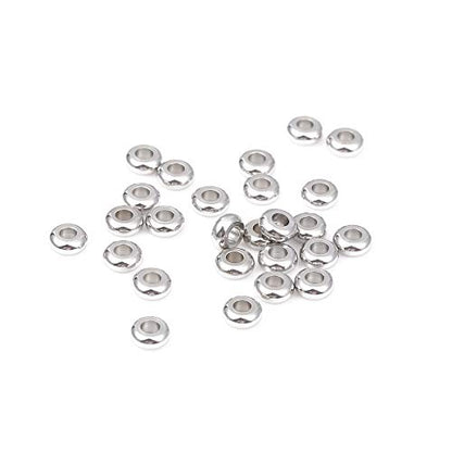 Stainless Steel Spacer Beads 6x3mm Rondelle Loose Charm Caps Beads for DIY Jewelry Making 100pcs with 2.5mm Hole - color: 6x3mm 2.5mm