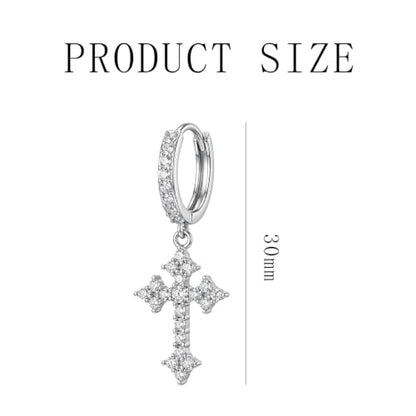 NEWITIN CZ Cross Earrings for Men Women 14K Gold Plated Huggie Hoop Earring | Hypoallergenic, 5A+ Cubic Zirconia, Cartilage Earring, Sensitive Ears, Silver Gold, Men Hoops Dangling, Cross Diamond Earring - color: Silver A