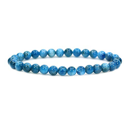 Angelstones Gemstones 6mm Round Beads Healing Crystal Bracelet for women | Natural Gemstone, Handmade Gifts for Women, Healing Crystal Round Beaded Stretch Bracelets, Unisex Jewelry for Women and Men - color: Blue Green Apatite
