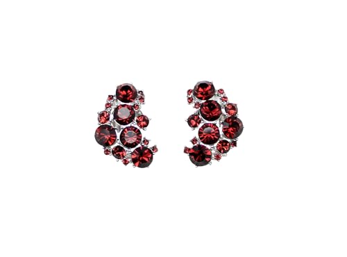Faship Gorgeous Clip Ons Floral Earrings - color: Burgundy