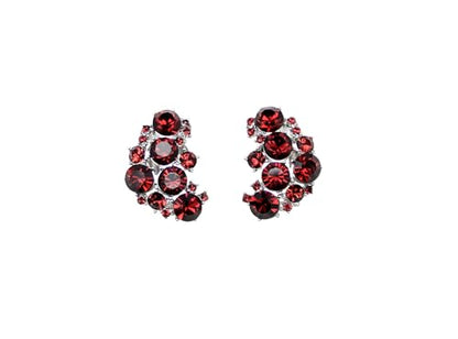 Faship Gorgeous Clip Ons Floral Earrings - color: Burgundy