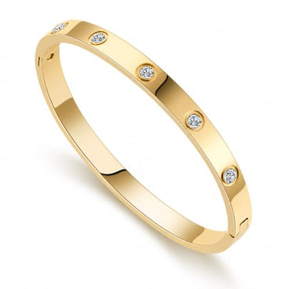 Friendship Love Bracelet for Women, 18K Gold Plated Titanium Steel Cuff - color: Gold, size: Zircon 7.5''